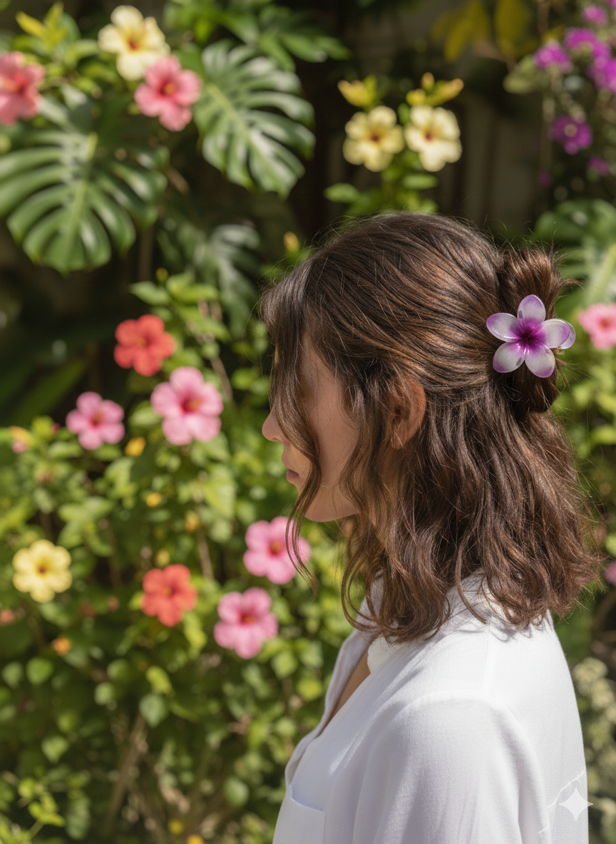 Tropical Bloom Big Flower Claw Clip Set (4 pcs) – Trendy Korean Hair Clips