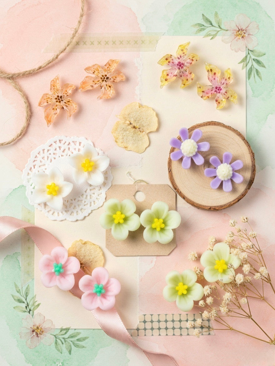 Floral Stud Earrings Set (6 Pairs) – Cute Everyday Fashion Jewelry