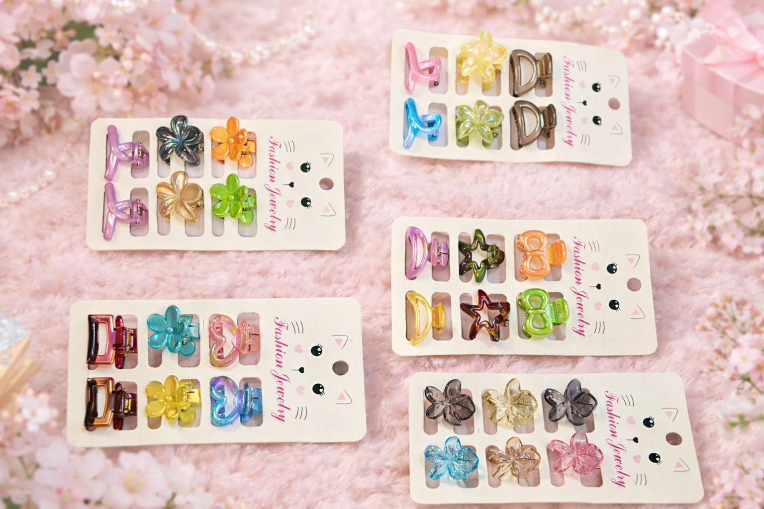 6 Pcs Cute Mini Claw Hair Clip Set – Random Colors | Korean Style Hair Accessories for Girls & Women