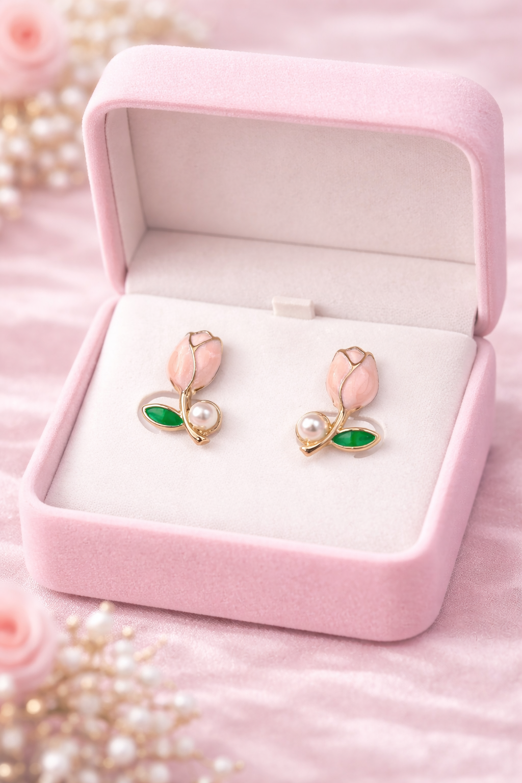 Pastel Petal Earrings – Elegant Tulip Bloom Studs
