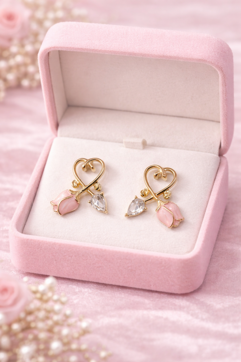 Pastel Petal Earrings – Elegant Tulip Bloom Studs