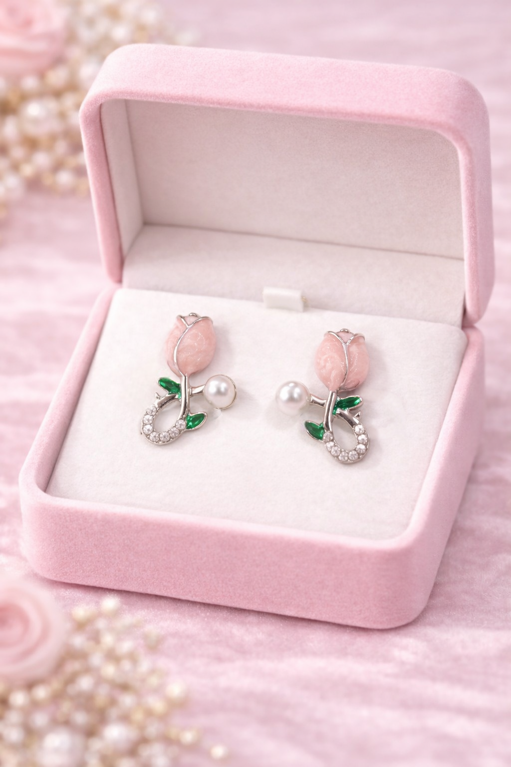Pastel Petal Earrings – Elegant Tulip Bloom Studs